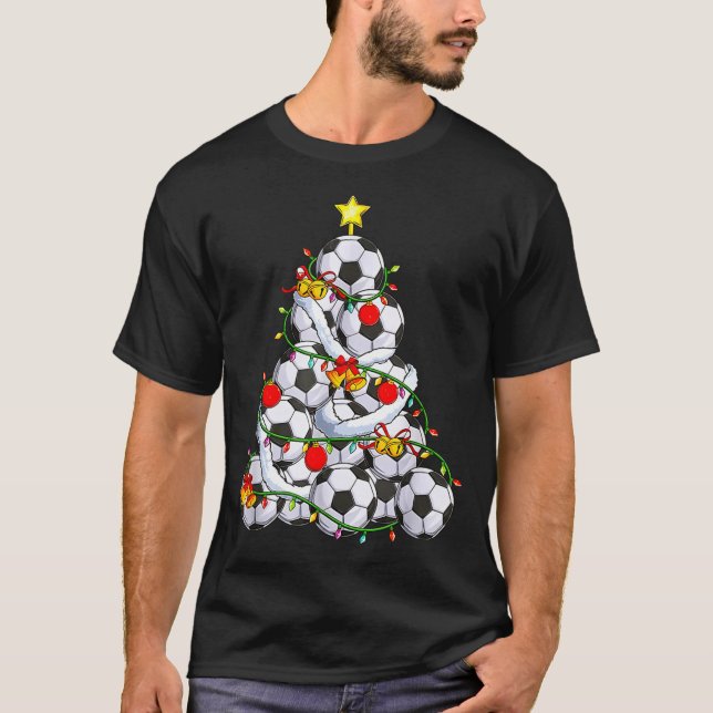 Camiseta Soccer Christmas Tree Ball Santa Hat Funny Xmas So (Anverso)