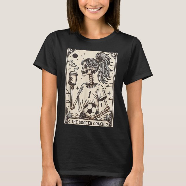 Camiseta Soccer Coach Tarot Card Halloween Skeleton Soccer  (Anverso)