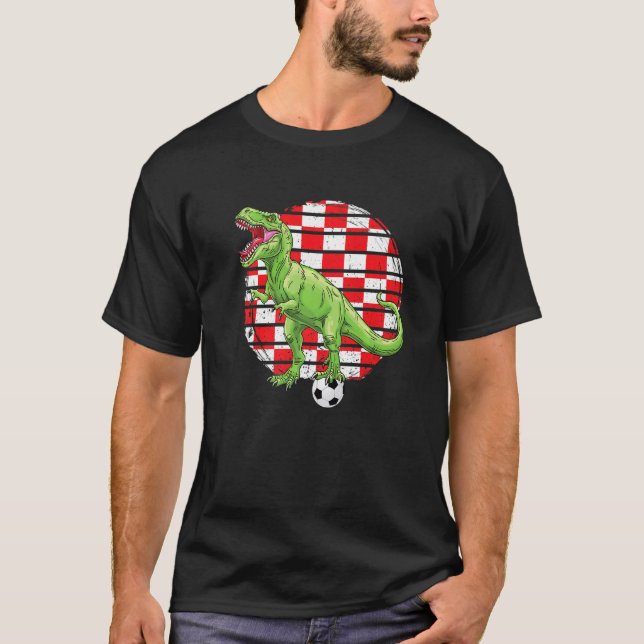 Camiseta Soccer Dinosaur Trex Croatia Flag Boys Girls Toddl (Anverso)