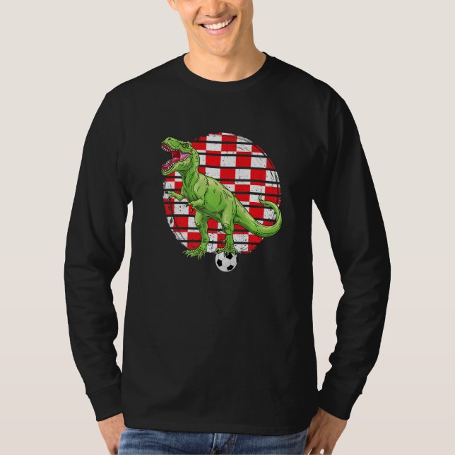 Camiseta Soccer Dinosaur Trex Croatia Flag Boys Girls Toddl (Anverso)