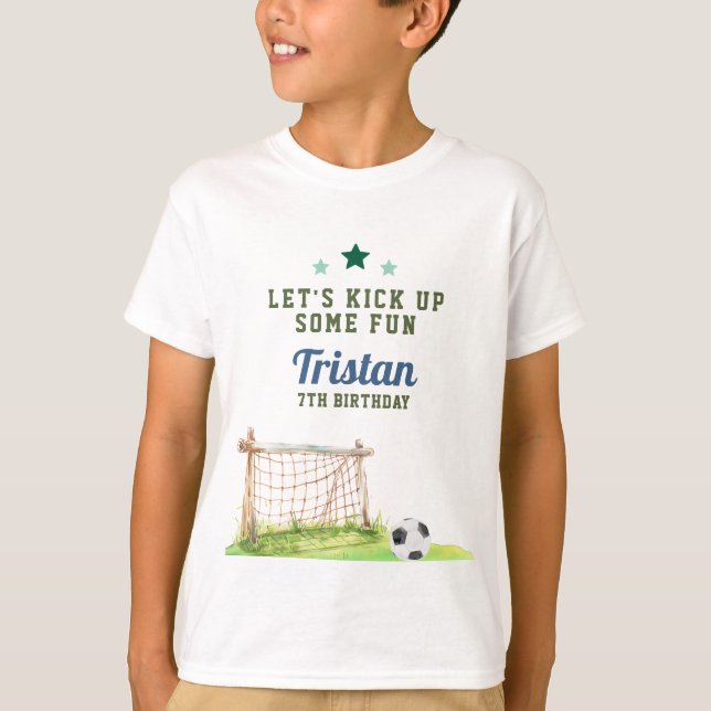 Camiseta Soccer “Let’s Kick Up Some Fun” Any Age Birthday (Anverso)