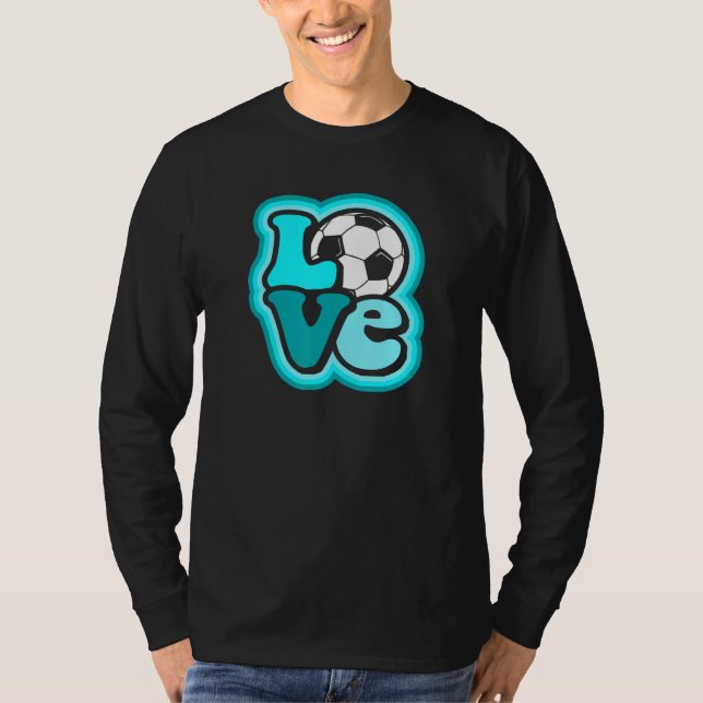 Camiseta Soccer Love for Teen Girls & Women Turquoise Blue  (Anverso)