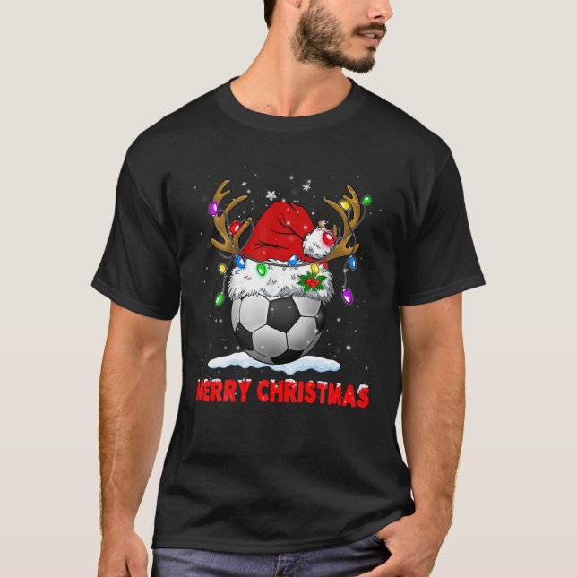 Camiseta Soccer Merry Christmas Santa Hat Reindeer Xmas Fam (Anverso)