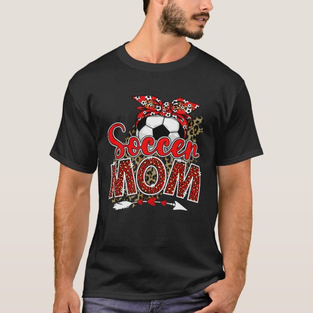 Camiseta Soccer Mom Mama Mother's Day Leopard Sport Mom Mam (Anverso)