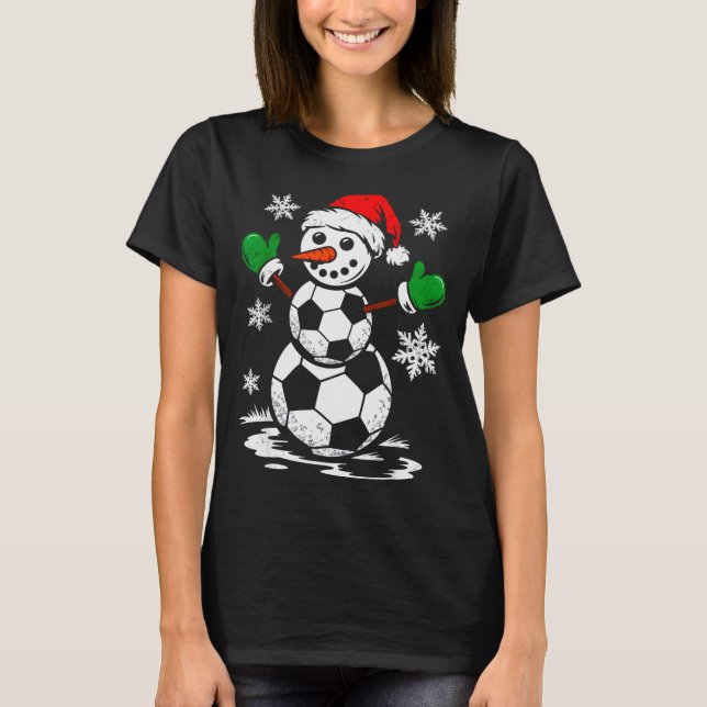 Camiseta Soccer Santa Hat Snowman Xmas Funny Soccer Lover C (Anverso)
