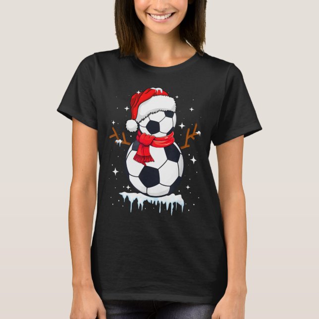Camiseta Soccer Snowman Apparel, Funny Santa Christmas Men  (Anverso)