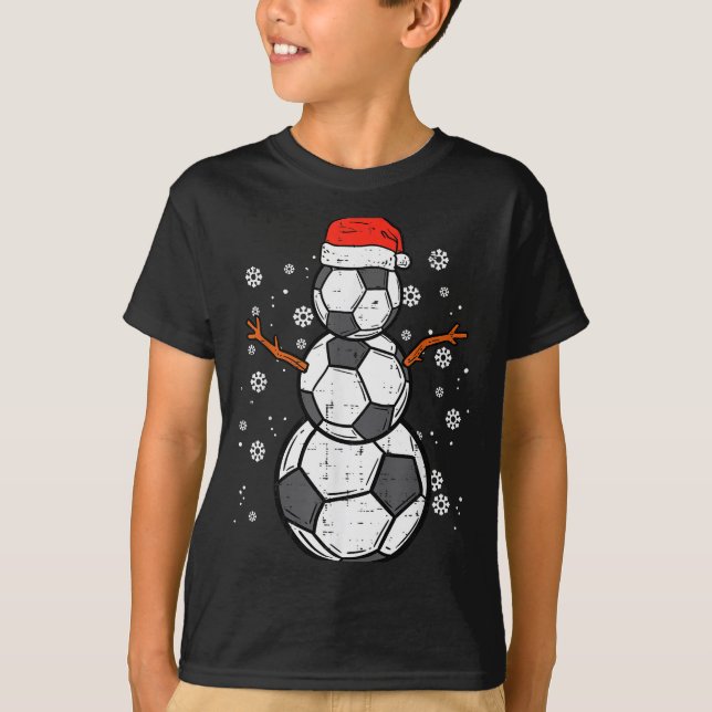 Camiseta Soccer Snowman Xmas Christmas Srts Boys Girls  (Anverso)