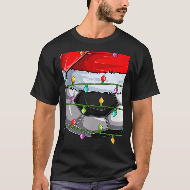Camiseta Soccer Sports Xmas Lights Santa Soccer Christmas (Anverso)
