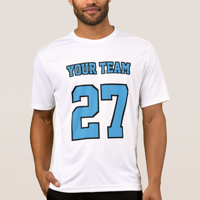 Camiseta Soccer Team Name Number Light Blue College (Anverso)