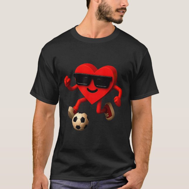 Camiseta Soccer Valentines Day Cute Funny Heart Boys Girls  (Anverso)