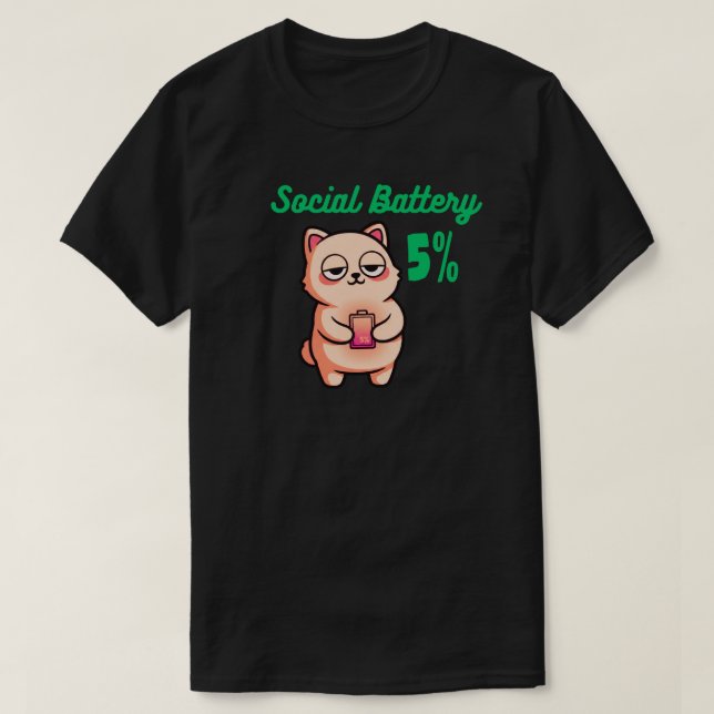 Camiseta Social Battery 5% Graphic T-Shirt for Introverts (Diseño del anverso)
