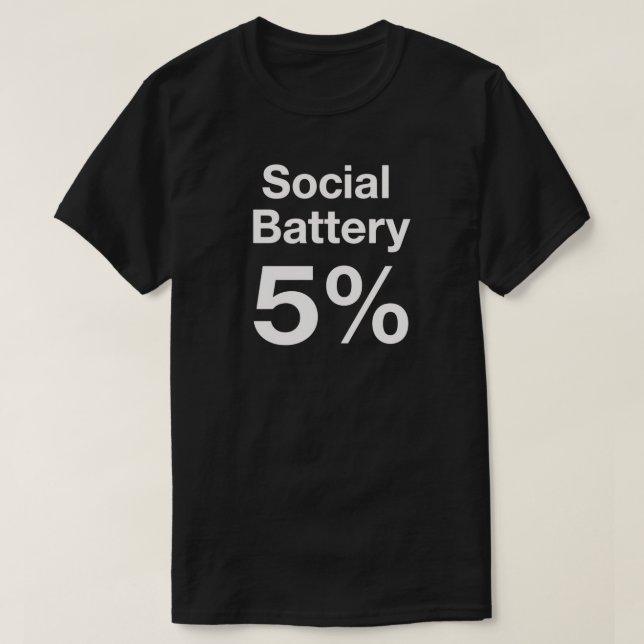 Camiseta Social Battery 5% Minimal Introvert Quote (Diseño del anverso)