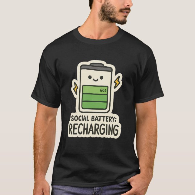 Camiseta Social Battery: Recharging — Cute Introvert Energy (Anverso)