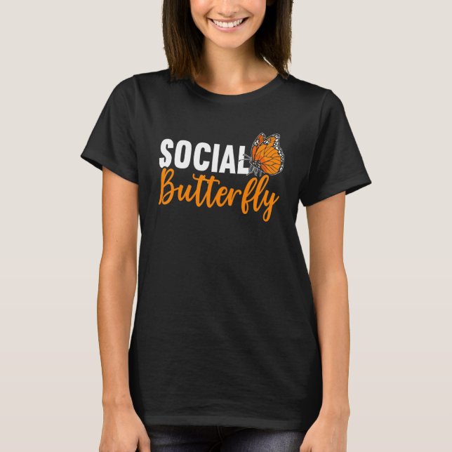Camiseta Social Butterfly Behavior Extroverted Extrovert (Anverso)