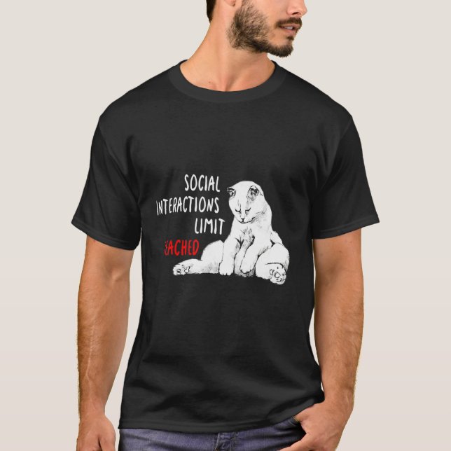 Camiseta Social Interactions Limit Reached Introvert Cat   (Anverso)