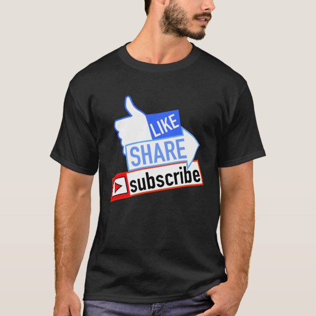 Camiseta Social Media Like Share Subscribe (Anverso)