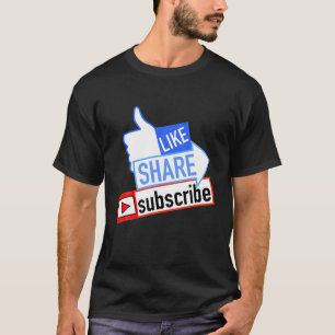 Camiseta Social Media Like Share Subscribe
