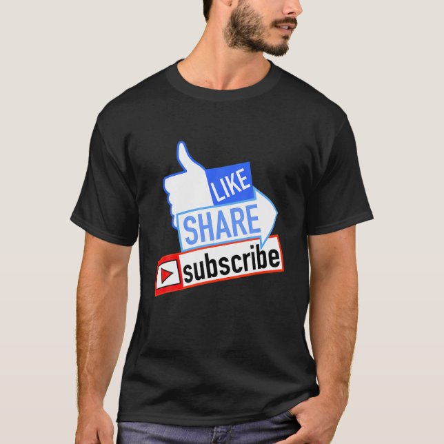 Camiseta Social Media Like Share Subscribe (Anverso)