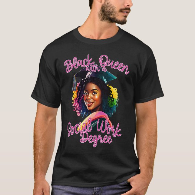Camiseta Social Work Degree Graduation 2023 Black Queen MSW (Anverso)