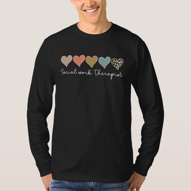 Camiseta Social work Therapist Leopard Heart valentine's Da (Anverso)