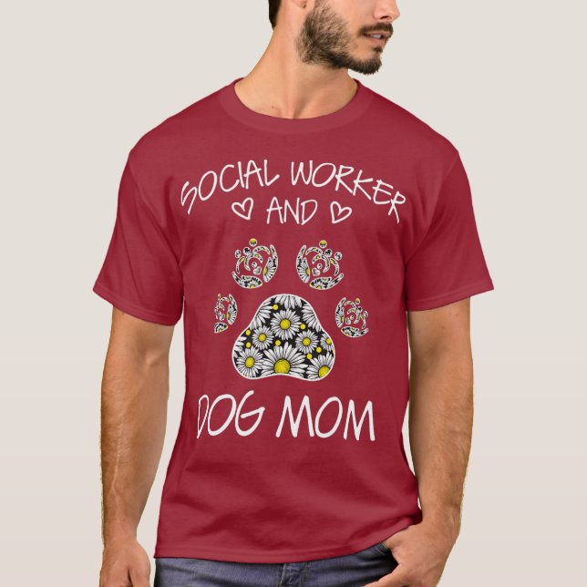 Camiseta Social Worker And Dogs Mom Wildflowers Daisy (Anverso)