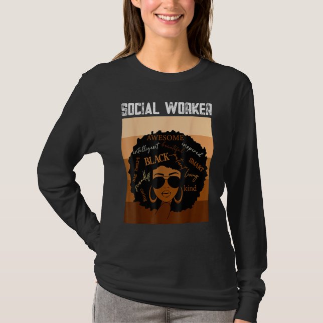 Camiseta Social Worker Black History Queen Melanin Afro Afr (Anverso)
