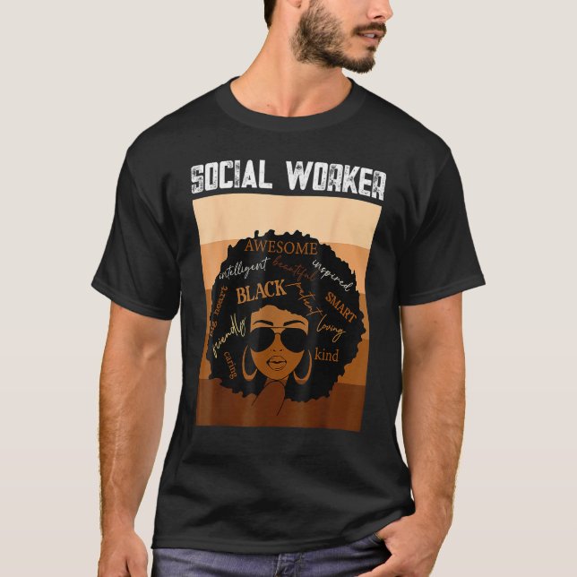 Camiseta Social Worker Black History Queen Melanin Afro Afr (Anverso)