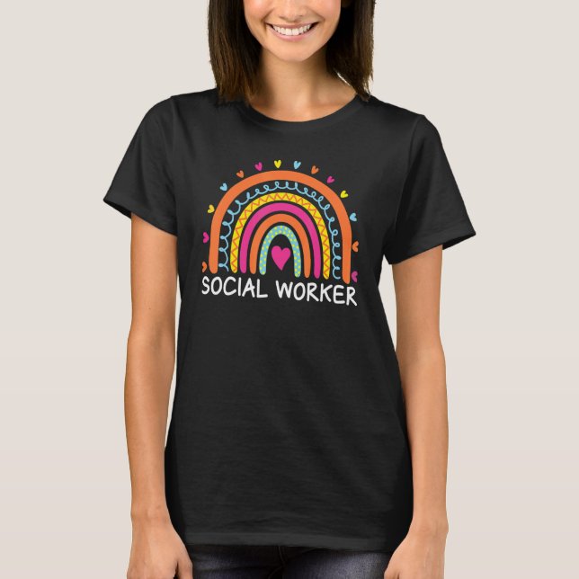 Camiseta Social Worker Boho Rainbow Back To School Apprecia (Anverso)
