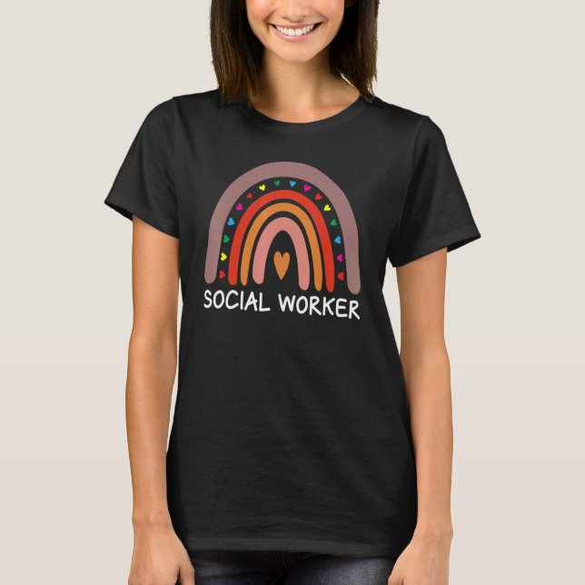 Camiseta Social Worker Boho Rainbow Back To School Apprecia (Anverso)
