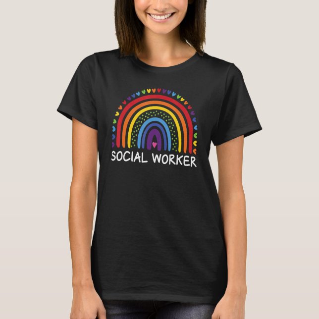 Camiseta Social Worker Boho Rainbow Back To School Apprecia (Anverso)