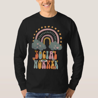 Camiseta Social Worker Groovy Retro Vintage Rainbow Social 