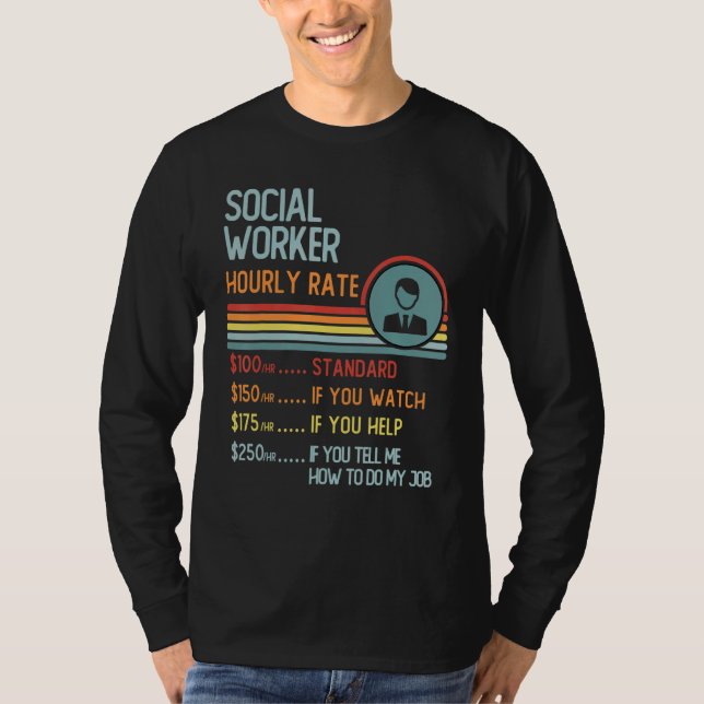 Camiseta Social Worker Hourly Rate T-Shirt Retro Job Title (Anverso)
