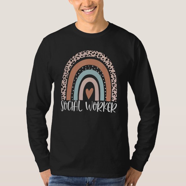 Camiseta Social Worker Leopard Rainbow Social Work Apprecia (Anverso)