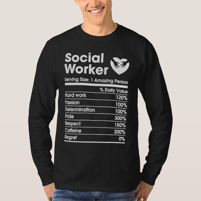 Camiseta social worker nutrition facts social work mental h (Anverso)