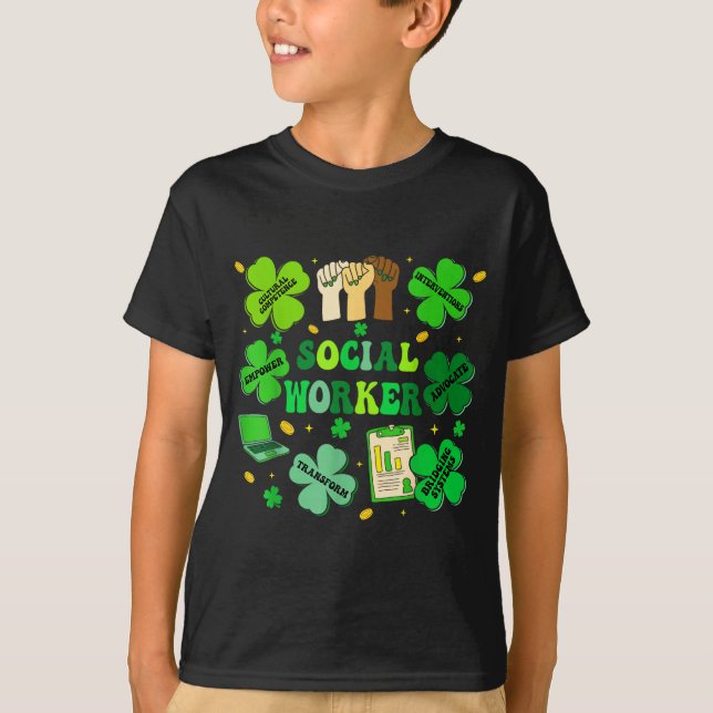 Camiseta Social worker shamrock st patricks day social work (Anverso)