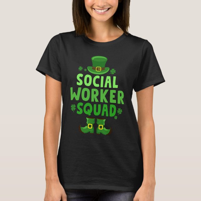 Camiseta Social Worker Squad Happy St Patrick's Day Leprech (Anverso)