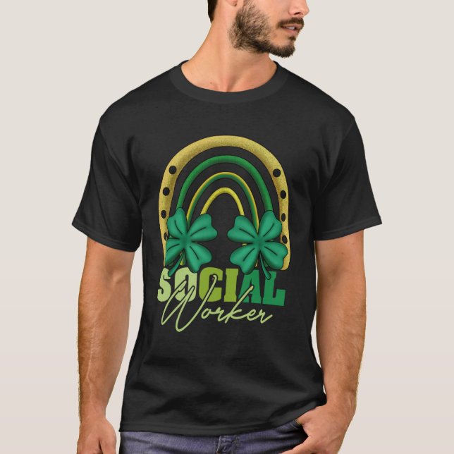 Camiseta Social Worker St Patricks Day Rainbow Irish Shamro (Anverso)