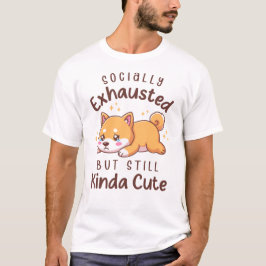 Camiseta Socialmente Agotado Pero Aún Lindo - Shiba Inu