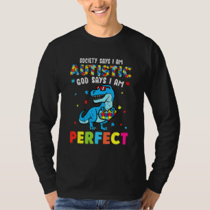 Camiseta Sociedad de autismo de dinosaurio dice que Dios au