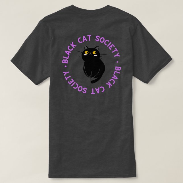 Camiseta Sociedad de gato negro - púrpura (Reverso del diseño)