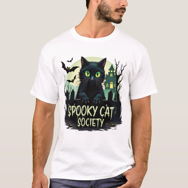 Camiseta Sociedad de gatos fantasmales - Halloween (Anverso)