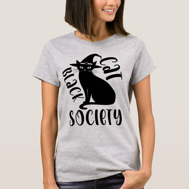 Camiseta Sociedad de gatos negros, mujeres de Halloween (Anverso)
