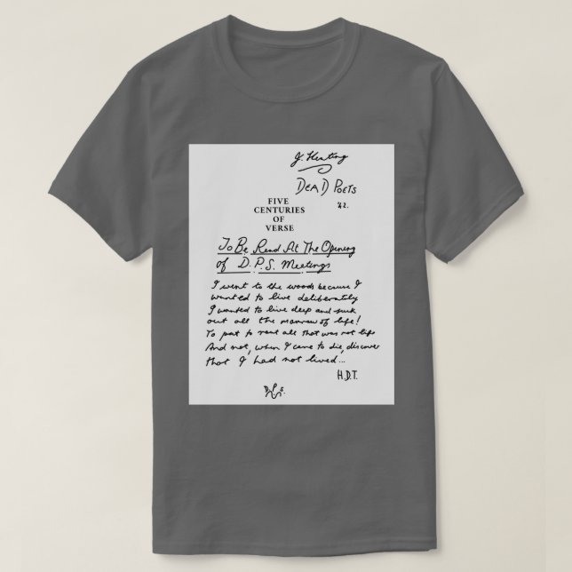 Camiseta Sociedad de poetas muertos cinco siglos de negro v (Diseño del anverso)