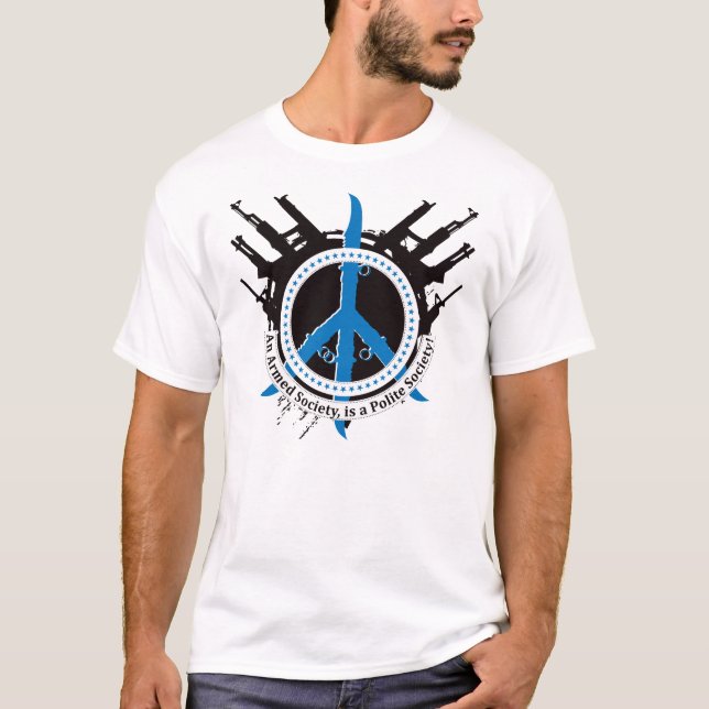 Camiseta Sociedad educada armada - azul (Anverso)