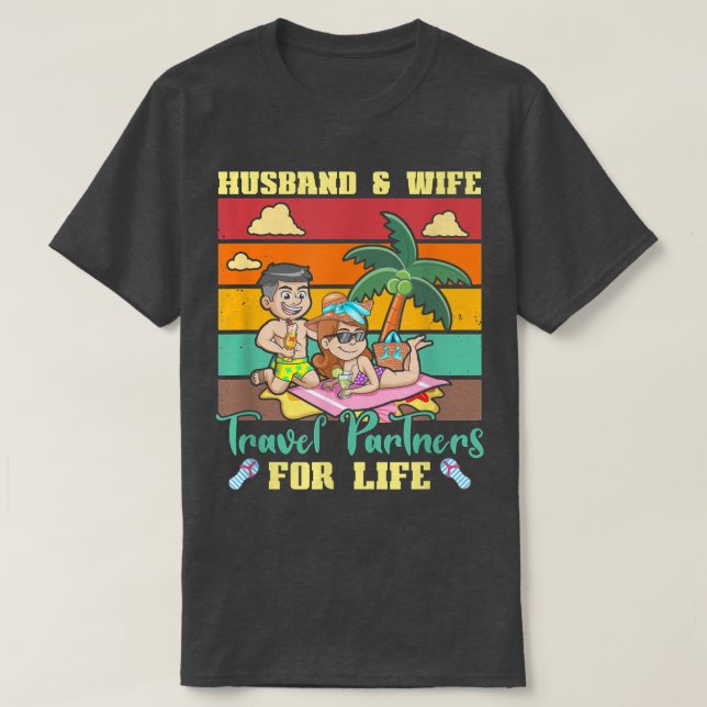 Camiseta Socios De Viajes De Marido Y Esposa Para Life Beac (Diseño del anverso)