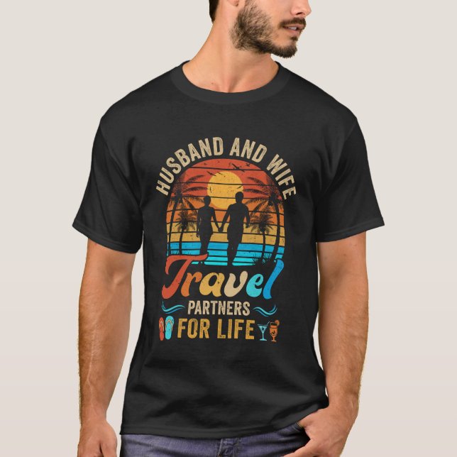 Camiseta Socios De Viajes De Marido Y Esposa Para Life Beac (Anverso)