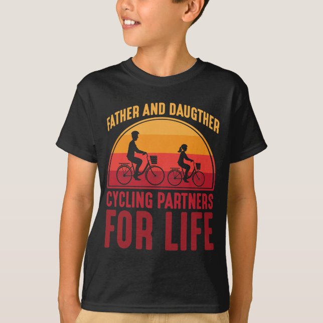 Camiseta Socios para la vida en ciclismo padre y hija (Anverso)