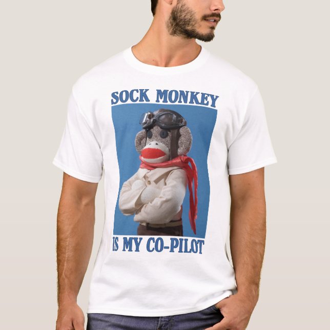 Camiseta Sock Monkey es mi co-piloto (Anverso)