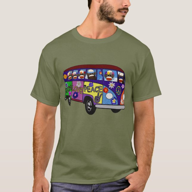 Camiseta Sock Monkey Peace Bus  (Anverso)