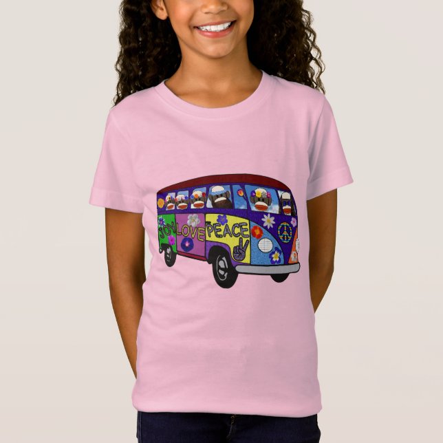 Camiseta Sock Monkey Peace Bus  (Anverso)